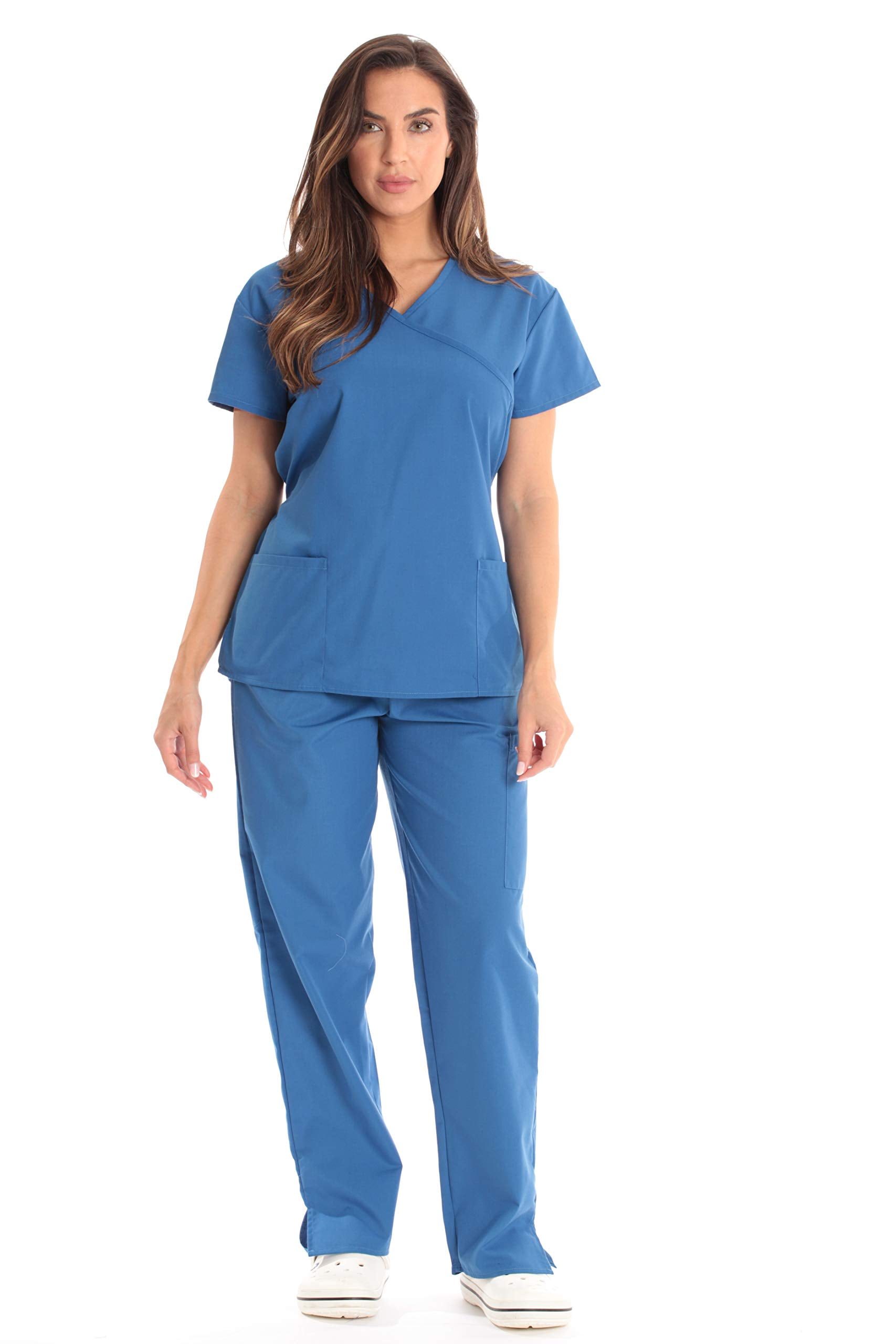 Just Love Women's Medical Scrub Sets Mock Wrap Scrubs with