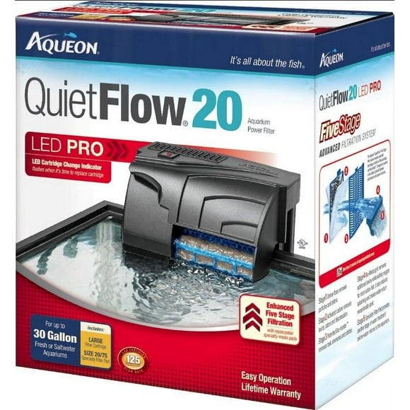 Aqueon QuietFlow LED Pro Aquarium Power Filter 30 gallon