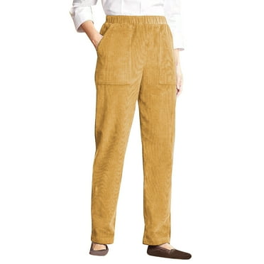 Puawkoer Womens Pocket Solid Elastic Womens Casual Dress Pants for Summer Waist Stripe Straight Tube Womens Plus Size Casual Pants 3X Casual Pants