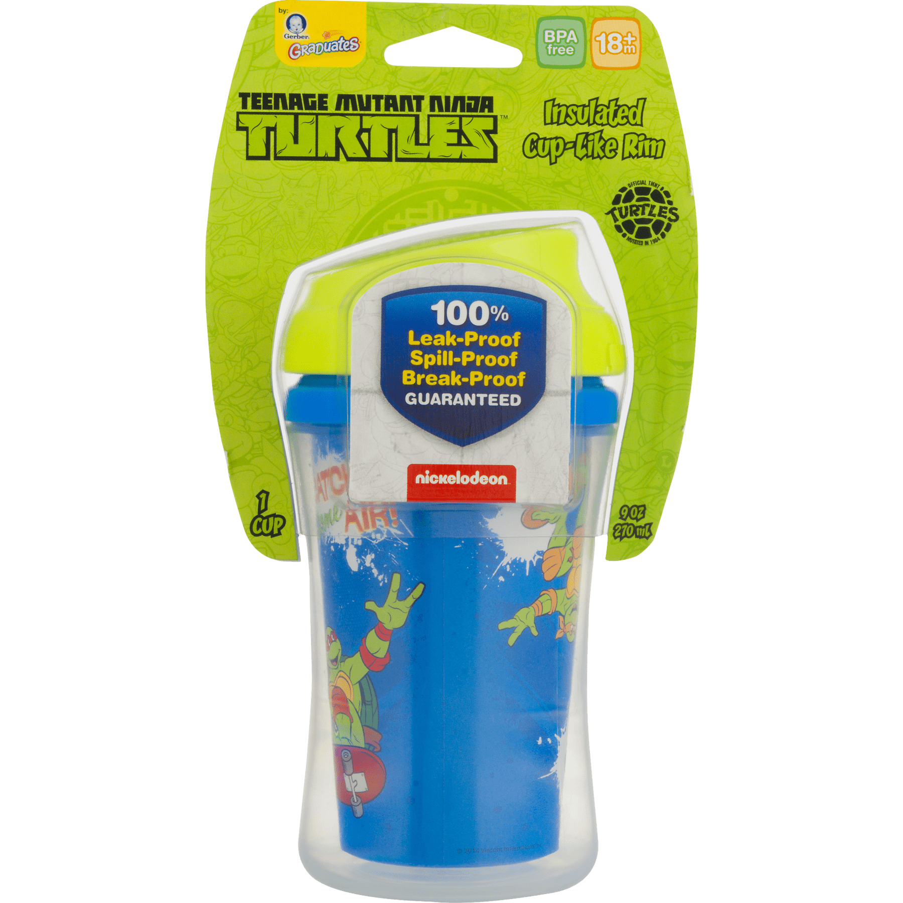 Gerber Insulated Spill-Proof Cup, Shrek, 12m+/Intermediate, Bottles and  Cups