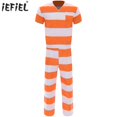 thumbnail image 2 of Disfraz de Jailbird para hombre, uniforme de Jailbird para Halloween, disfraz de prisionero culpable, camisa, Top y pantalones con cintura elástica, 2 of 5