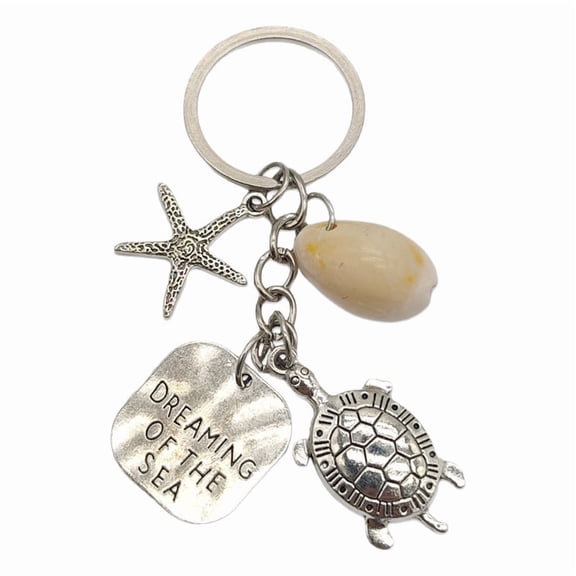 DIY ocean-themed seashell keychain, backpack charm, anti-loss keychain, beach starfish, turtle, ocean-themed seashell charm, a gift for ocean lovers