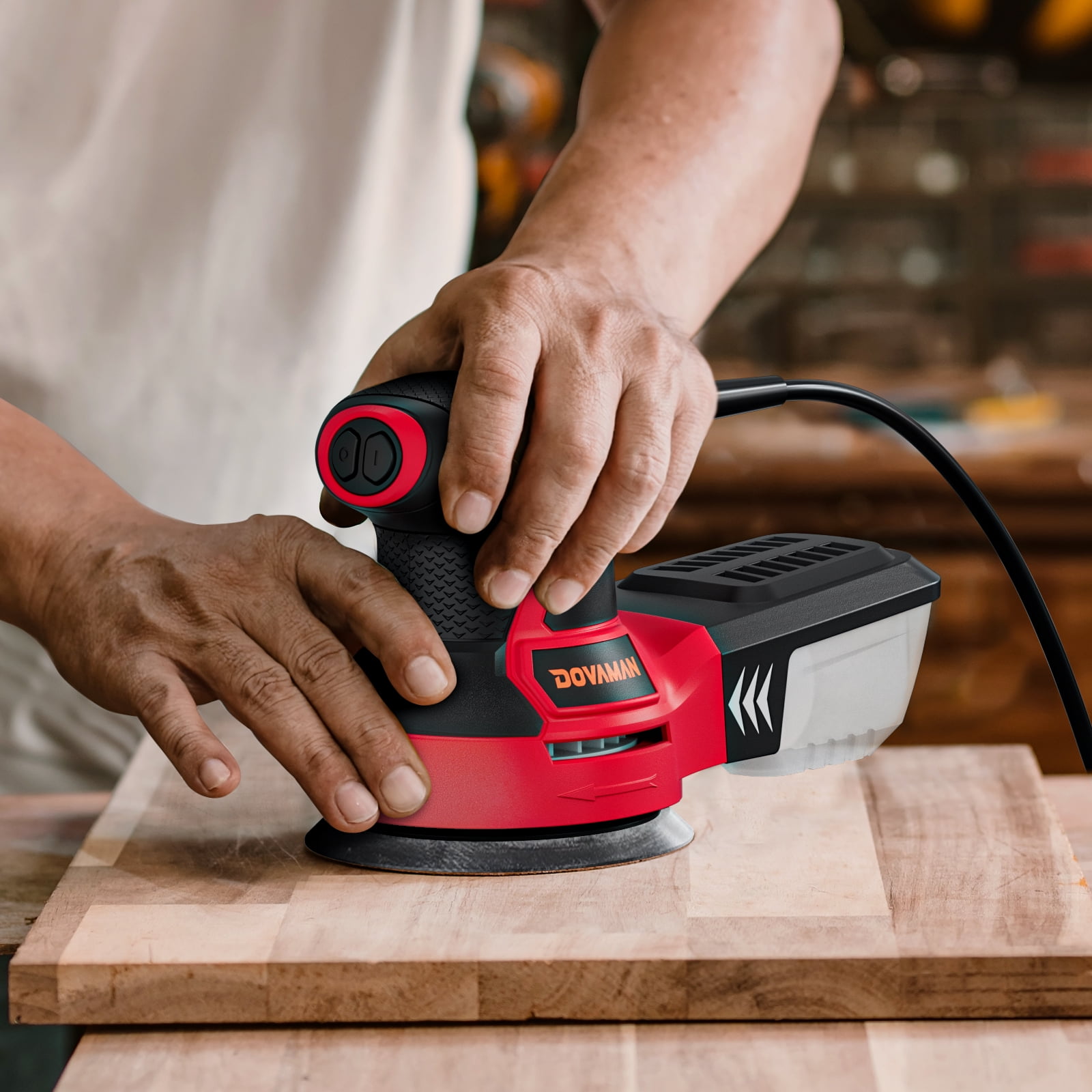 DOVAMAN 3A Orbital Sander, 6-Speed Random Orbit Sander, 13000 RPM, 5" Sanding Pad, Dust Collection, 12 Sandpapers Included, Ideal for Woodworking - ROS01A