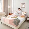 thumbnail image 4 of jejeloiu Geometric Stripe Twin Sheet Set (3-Piece) Bohemian Moon Tropical Plant Microfiber Decor For Adults, 4 of 7