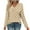 Beige, variant on EchfiProm Fall Tops for Women Blue Long Sleeve V-Neck Relaxed Fit Ladies T-Shirt