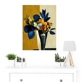 thumbnail image 2 of Blue Mustard Ochre Orange Autumnal Abstract Bouquet Flowers Painting Large Wall Art Poster Print Thick Paper 18X24 Inch, 2 of 5