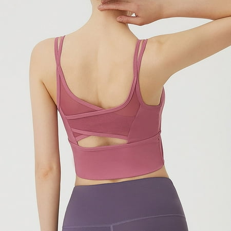 

ViLaViDe Long Fitness Yoga Women Training Shockproof Sports Mesh Quick-Drying Bra Long Sleeve T Shirt Women Trendy Big Girl Crop Top Pink S