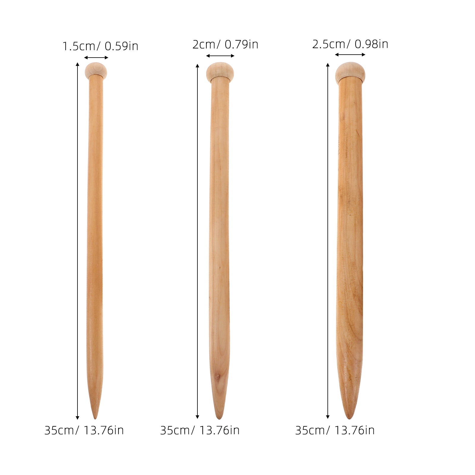 Amosfun 6-Piece Ergonomic Wooden Knitting Needles Set for Handmade Blankets and Crafts