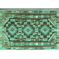 thumbnail image 1 of Ahgly Company Machine Washable Indoor Rectangle Southwestern Turquoise Blue Country Area Rugs, 5' x 8', 1 of 4