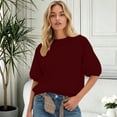 thumbnail image 2 of Womens Oversized Sweatshirt Crewneck Puff Sleeve Top Loose Fit Short Sleeve Pullovers, 2 of 5