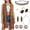 Brown, variant on Alaiyaky 6Pcs 60s 70s Hippie Costume Set,Fancy Dress Cosplay Accessories with Fringe Vest Vintage Sunglasses Boho Accessories,Women Hippy Fancy Dress for Carnival Halloween Party