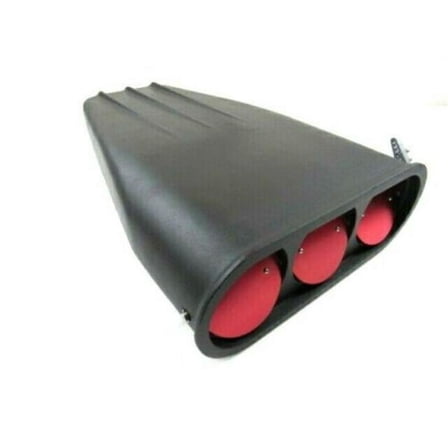 Aluminum Finned Street Hood Scoop Single or Dual Quad Reversible Round Flaps, Black