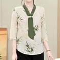 thumbnail image 2 of Women's 3/4 Sleeve Tops Chiffon Blouse V-neck Shirt, 2 of 4