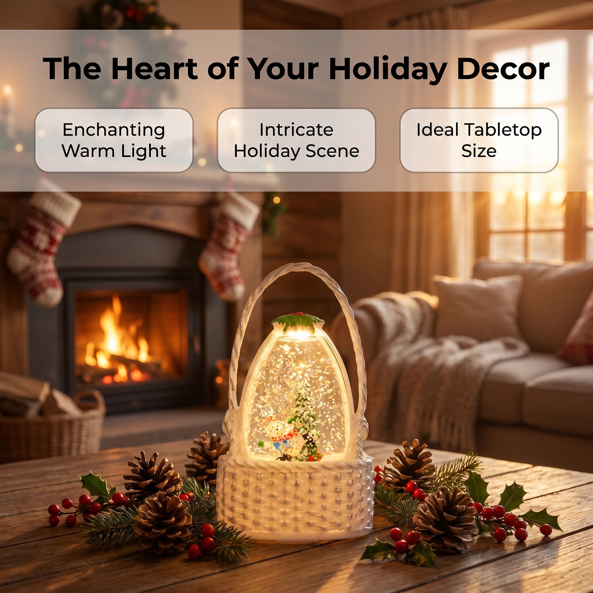 Unique Bargains Christmas Light Up Crystal Ball Shatterproof LED Glitter Sphere Orbs White