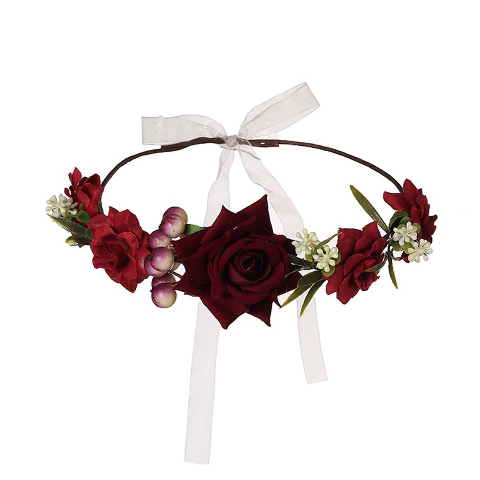3pcs Girl Crown Headband Hair Band Baby Garlands Gold Leaves Rose Flower Wreath 