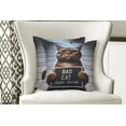 thumbnail image 2 of Ambesonne Cat Throw Pillow Cover Pack of 2, Whimsical Bad Kitty Mug Shot, 2 Pcs-26"x26", Umber and Pale Blue Grey, 2 of 5