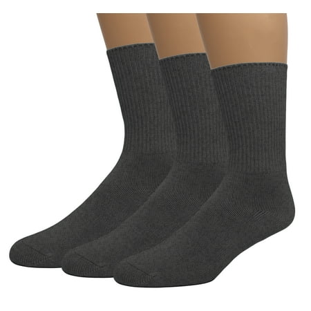 EMEM Apparel Women s Ladies Diabetic Circulatory Non-Binding Top Loose Top Casual Crew Mid Calf Cotton Seamless Toe Socks 3-Pack Dark Heather Grey 9-11