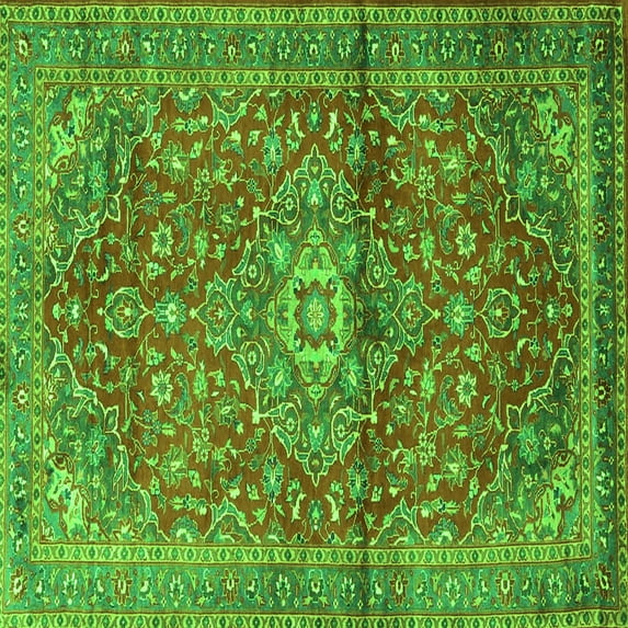 Ahgly Company Indoor Square Medallion Green Traditional Area Rugs, 8' Square