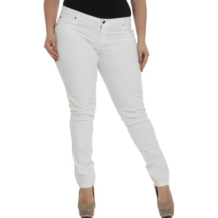 Hey Collection Juniors Plus-Size Brushed Stretch Twill Low Rise Pants Skinny Jeans For Women