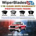 thumbnail image 2 of 2001 GMC Sierra 2500 Beam Wiper Blades Wipers w/1yr Warranty (Set of 2) (WiperBladesUSA), 2 of 5