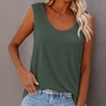 thumbnail image 2 of ClodeEU Women's Waffle Knit Crewneck Sleeveless Tank Top ,Solid Color Casual Cami Army Green,Women's Plus L, 2 of 7