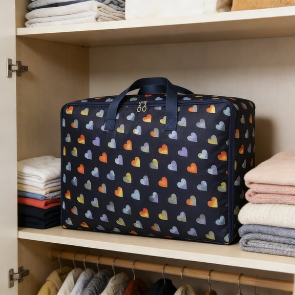 Hometravel Heavy Duty Storage Bag with Reinforced Handles, Extra Large Organizer for Clothes Toys Christmas Decoration, Thickened Double Zipper Tote Bag for Home