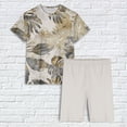 thumbnail image 2 of Conjunto de Pijama de las Mujeres de Manga Corta Sólida de Lechuga Y Pantalones Cortos de 2 Piezas de Poliéster, Pijama Suelto Casual para el Verano, 2 of 5