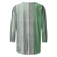 thumbnail image 4 of Sakmal Ladies Tops Under $10 Green 3/4 Sleeve Striped Crew Neck Pullover Womens Shirts, 4 of 5