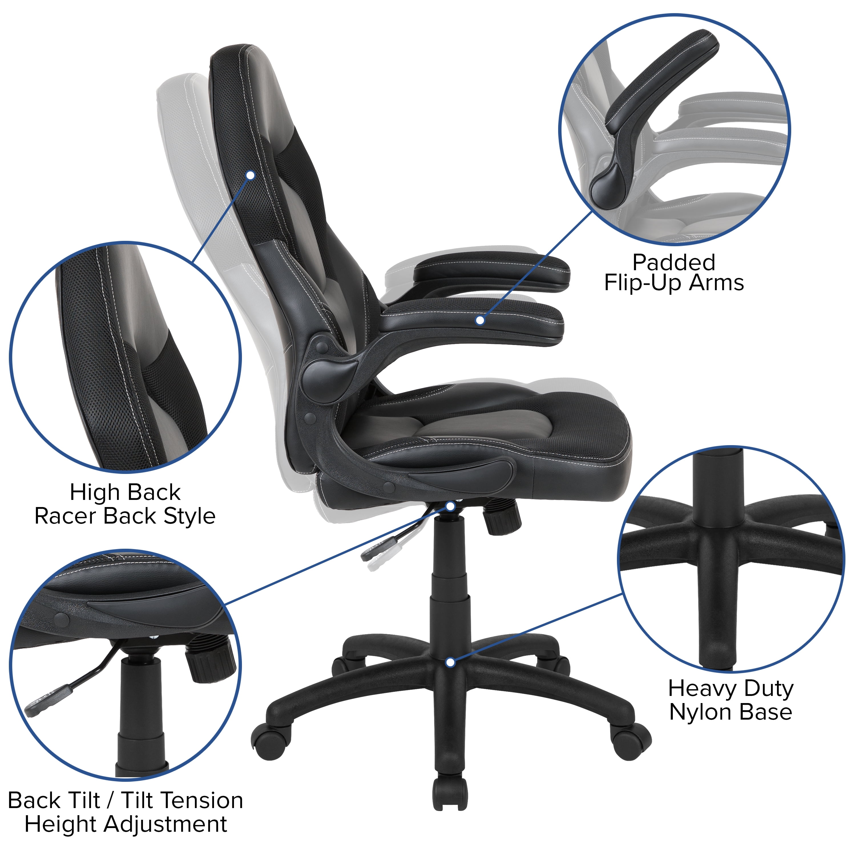 Flash Furniture Black Gaming Desk and Black Racing Chair Set with Cup Holder, Headphone Hook, and Monitor/Smartphone Stand