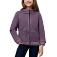 thumbnail image 2 of Caqnni Kids Girls Polar Fleece Jacket Coat Full Zip Hoodie Sweater Warm Outerwear Fall Winter Jackets (6-7 Years,Dark Purple), 2 of 5