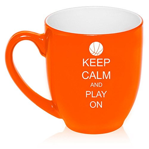 16oz Bistro Mug Ceramic Coffee Tea Glass Cup Keep Calm and Love Basketball