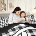 thumbnail image 4 of meiyoeat Graffiti Letter D Twin Bedding for Kids, Checkered Grid Bedding Comforter Set for Bedroom, Black White, Black Reversible, 7 Pieces, 4 of 6