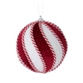 thumbnail image 2 of 4.75" DIA Velvet Swirl Christmas Ornament - White, Burgundy, Red - Elegant Holiday Decor - Peppermint Themed Christmas - XJ4477, 2 of 2