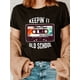 thumbnail image 1 of Old Hip Hop 80s 90s Mixtape Graphic Fashion Cotton Letter Print T-Shirt, Short Sleeve Crew Neck Casual Top for Women, 100% Cotton, Lightweight & Breathable, Machine Washable, Spring & Summer Wear, 1 of 6