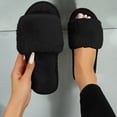 thumbnail image 6 of Fuzzy House Slippers for Women Soft & Comfortable Womens Slippers with Open Toe Solid Color Casual Slip on Footwear for Indoor & Outdoor, 6 of 9