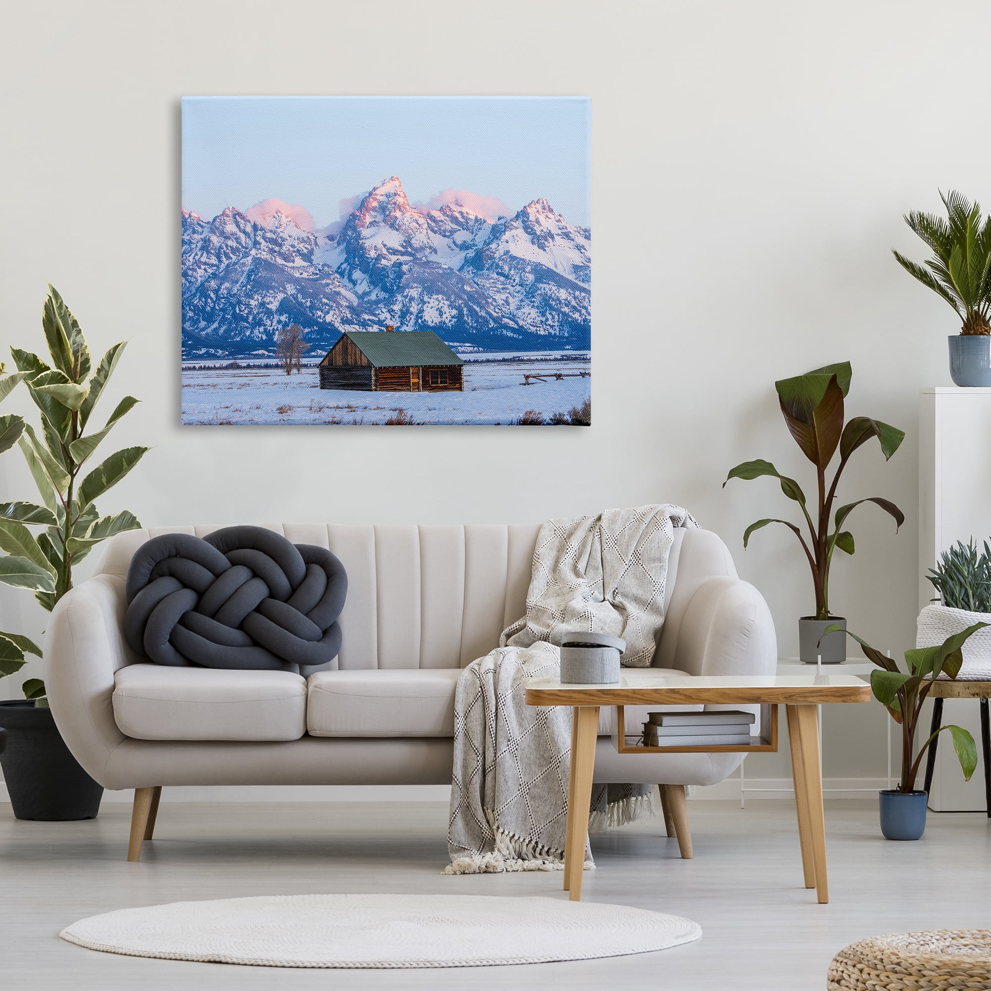 Stupell Industries Winter Snowy Peaks & Cabin Landscape Photography Gallery Wrapped Canvas Art Print Wall Art, 48 x 36