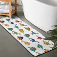 thumbnail image 2 of White Cartoon Fantasy Dinosaurs Pattern Bathroom Rugs Mat,Non Slip Microfiber Bathroom Rug,Rubber Backing,Soft Bathroom Mats for Bathroom Floor,Tub and Shower,47x17in(120x43cm), 2 of 5