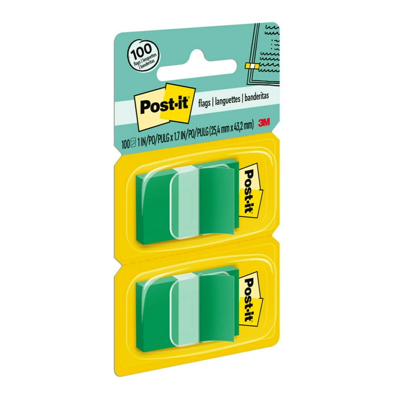 Post-it Sticky Index Office Note Dispenser, Green Flags, 1
