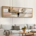 thumbnail image 2 of Large Framed Canvas Print Neutral Beige & BlackWall Art Decorative Ready to Hang Painting for Living room Bedroom 60x20 inches Natural Frame, 2 of 7