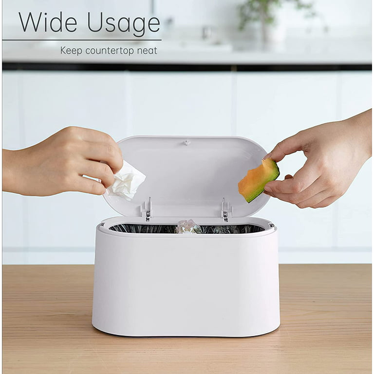 Mini Trash Can For Desk, Press-type With Removable Inner Plastic Small Trash  Can With Lid Rectangle Desktop Trash Can 1.5l Mini Waste Can For Home Off