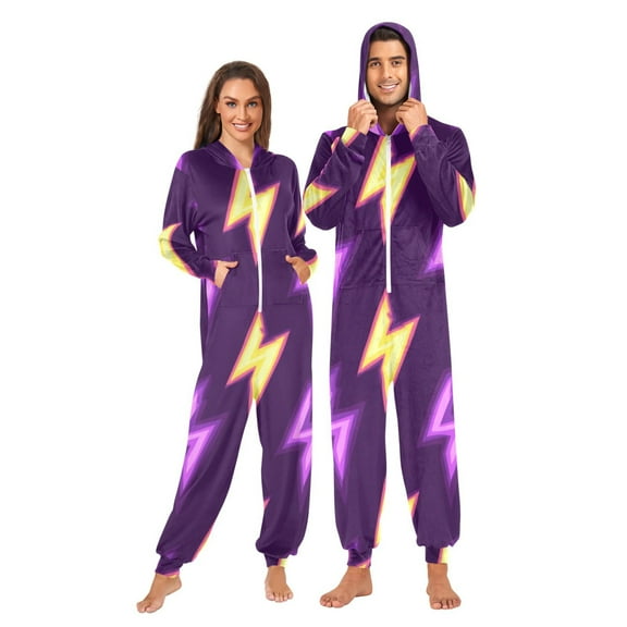 Electric Purple Adult onesie Pajamas, Crystal Velvet Ultra Soft Warm Jumpsuit for Men and Women
