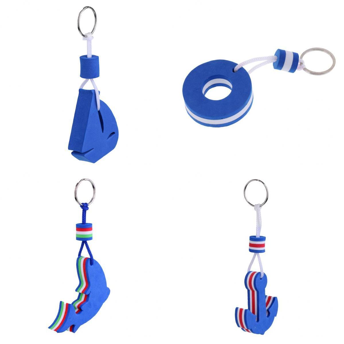 Porte-clés Flottant Forme Gouvernail - Bleu - Mousse Compressée - Diamètre 70 Mm - Pour Clés De Bateau, Voiture
