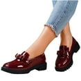 thumbnail image 4 of LOVZFMLL Women's Shoes Trendy Classic Patent Leather Comfort Casual Closed Round Toe Slip On Bow-Knot Dress Loafers Red 8, 4 of 9