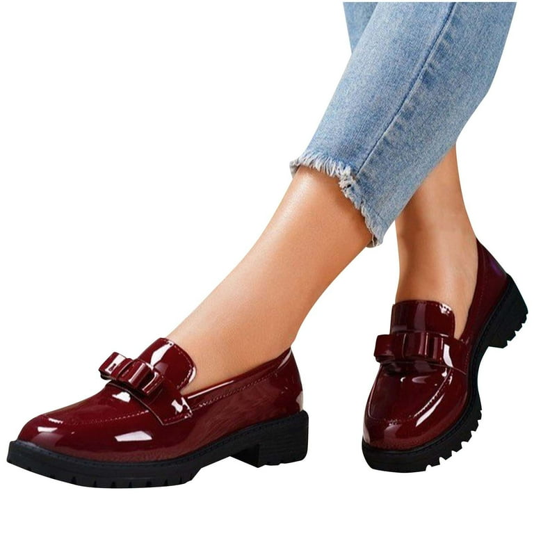 ローファー・オックスフォード saltandchocolate Round Toe Classic Loafer 412419002 4cm3colo LOVZFMLL Women's Shoes Trendy Classic Patent Leather Comfort