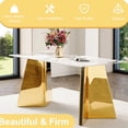thumbnail image 5 of Modern Dining With Table & Chairs: 63"x31.5x30" Sintered Stone Tabletop Golden Butterfly Legs, 4 White Pu Chairs Metal Leg Supports Classy And Chair Collection: Support, 5 of 7