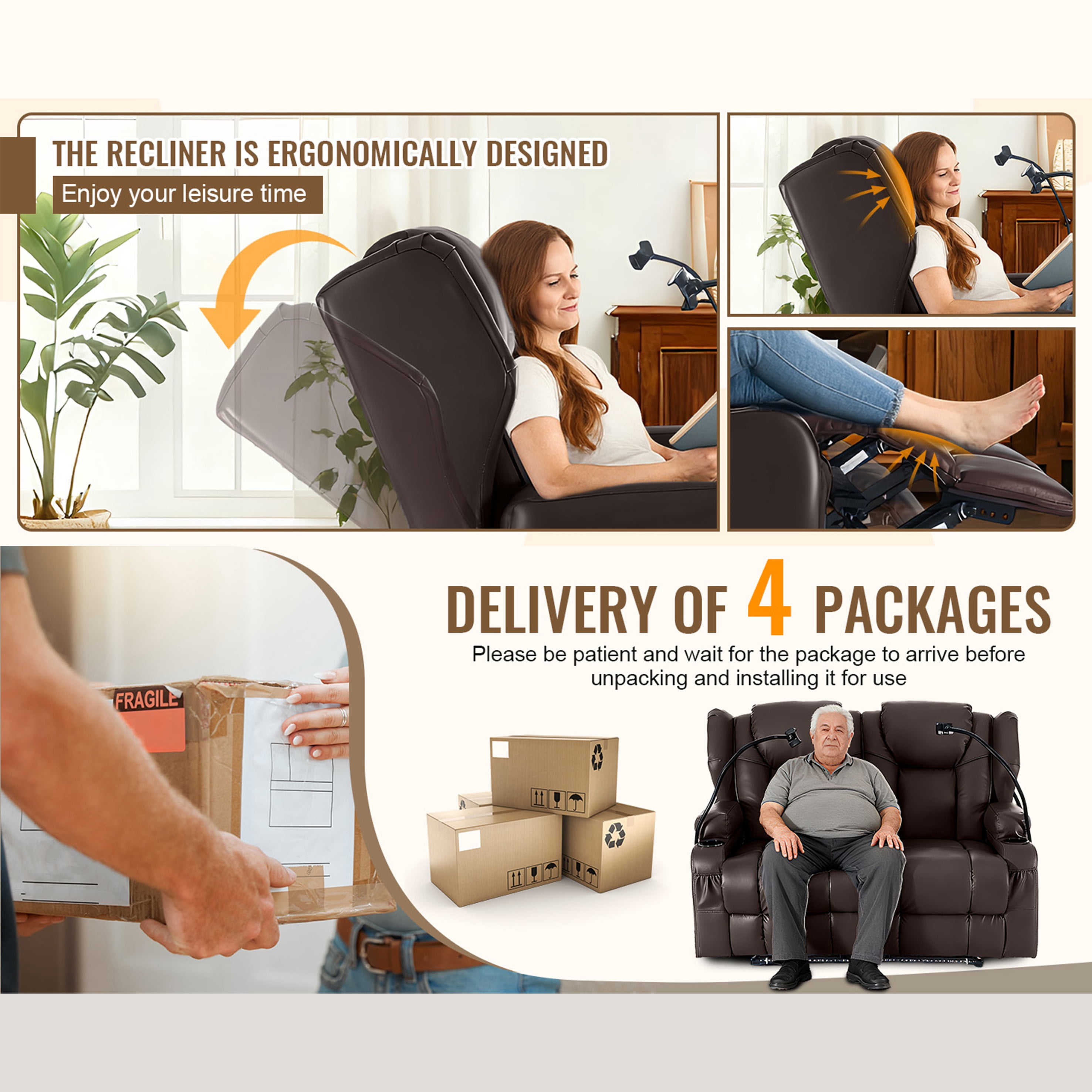 ROOMARK Loveseat Recliner Double Recliner RV Sofa & Console | Wall Hugger Loveseat Reclining RV | RV Theater Seats | RV Couch | RV Home Theater Seating Furniture
