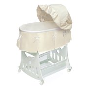 Badger Basket Portable Bassinet n Cradle with Toybox Base and Half Skirt - Ecru