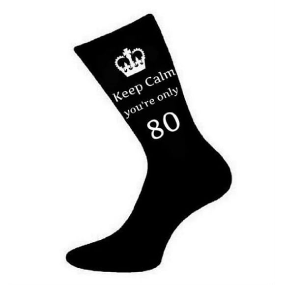 Mens Keep Calm You're Only 80 Black Socks 80th Birthday