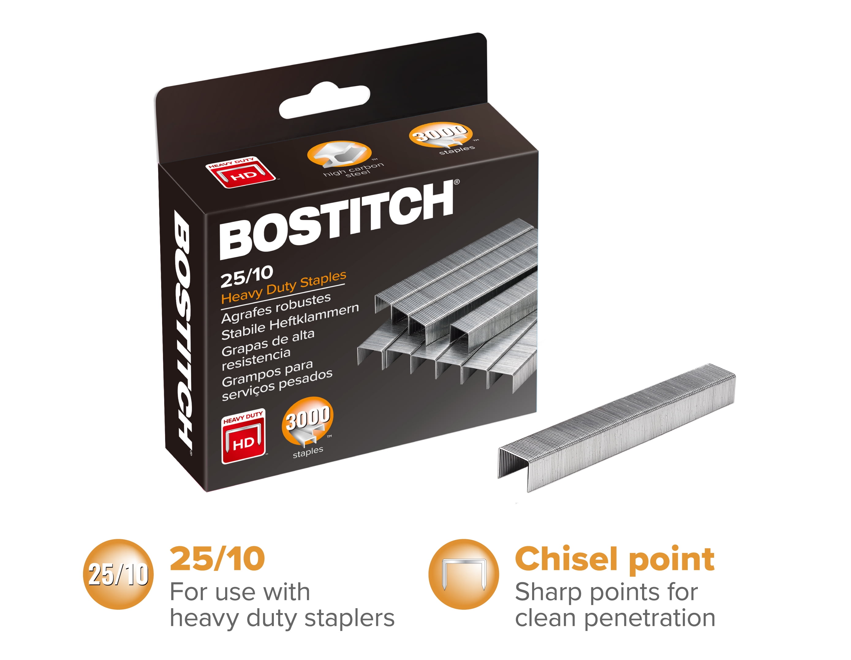 (3 pack) Bostitch High-Capacity Staples, 3/8" Leg Length, 1,500/Box