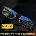 thumbnail image 2 of Lunettes de Lecture Progressives Multifocales Anti-Lumière Bleue Zoom Intelligent Demi-Monture Métal Hommes Femmes +1,5 à +4,0, 2 of 4